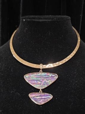 Park Lane Gold-Tone Necklace with Iridescent Abalone Shell Pendant